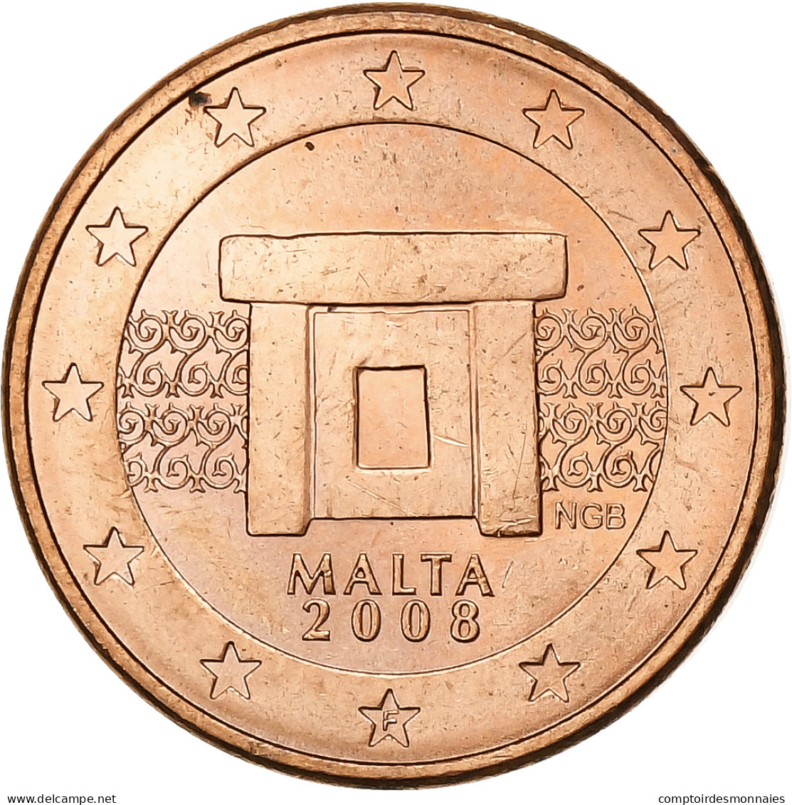 Malte, Euro Cent, 2008, Cuivre Plaqué Acier, SUP+, KM:New - Malta