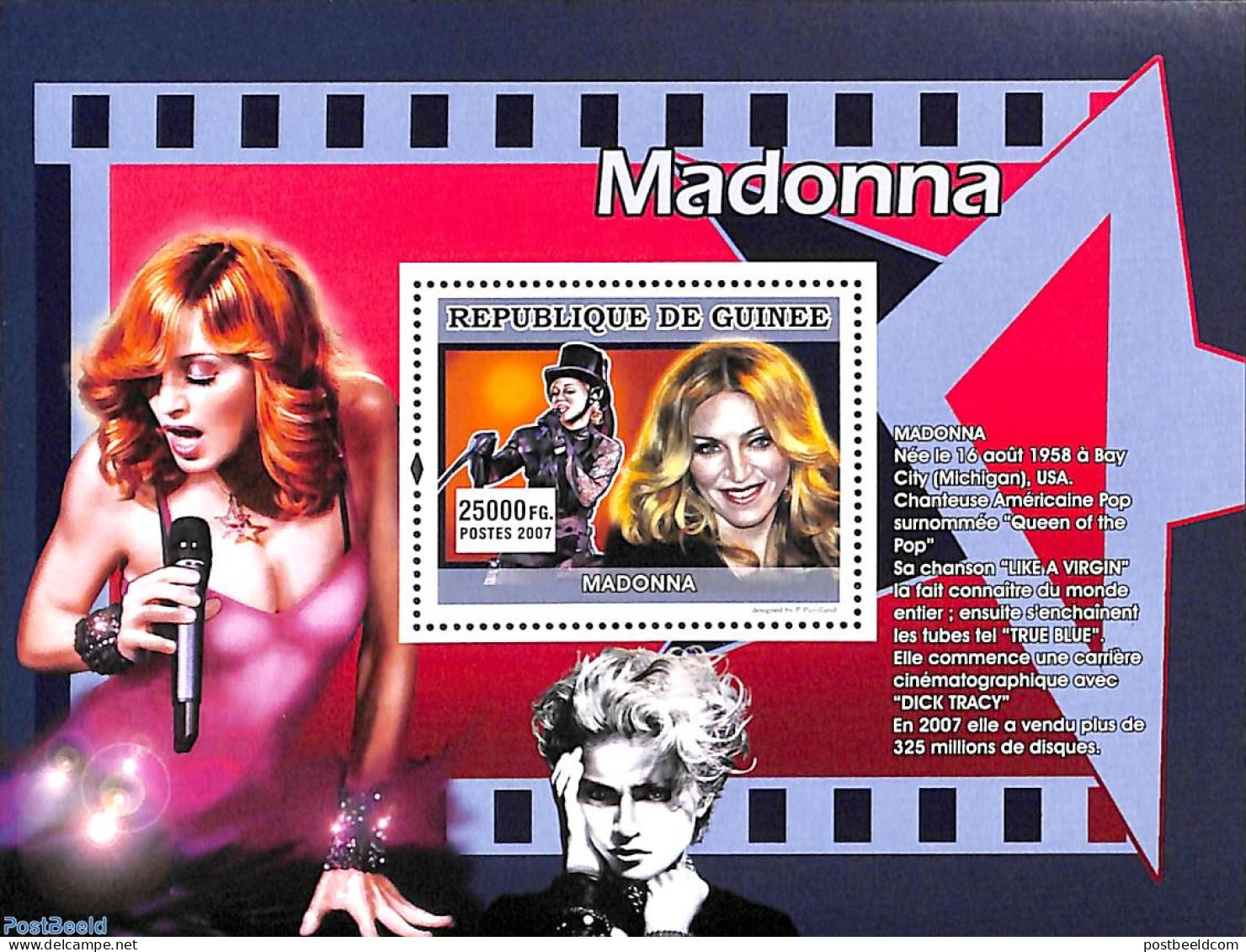 Guinea, Republic 2007 Madonna S/s, Mint NH, Performance Art - Music - Popular Music - Musique