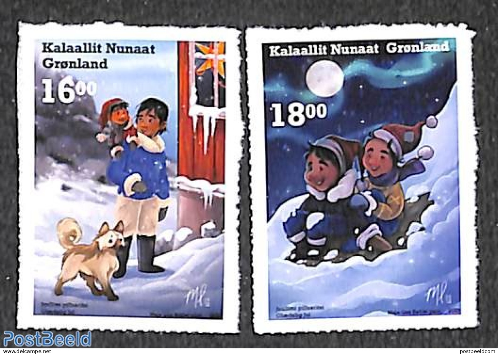 Greenland 2020 Christmas 2v S-a, Mint NH, Nature - Religion - Dogs - Christmas - Ongebruikt