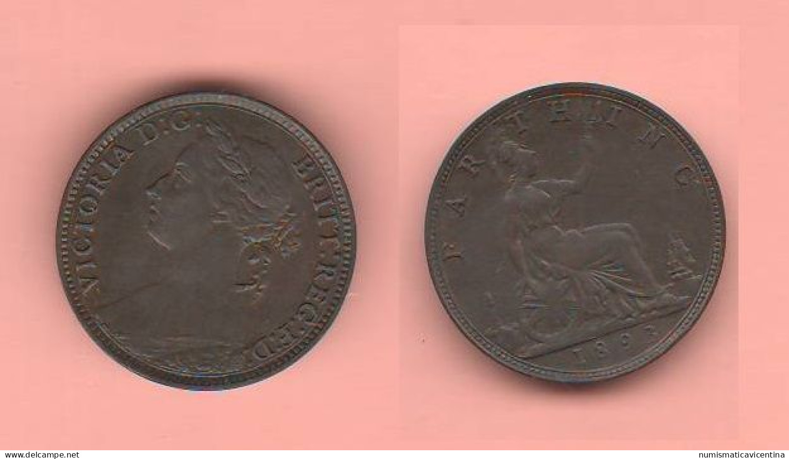 Great Britain  1 Farthing 1893  UK Bronze Coin - B. 1 Farthing