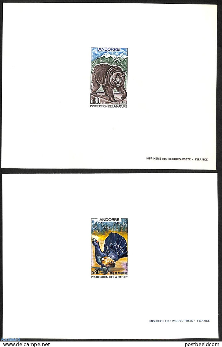 Andorra, French Post 1971 Nature Conservation, 2 Epreuves De Luxe, Mint NH, Nature - Bears - Birds - Poultry - Nuevos