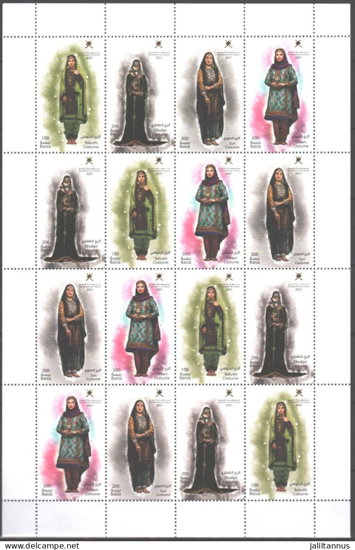 SULTANATE OF OMAN-2021Ommani Women's Costumes Sheet+MS - Omán