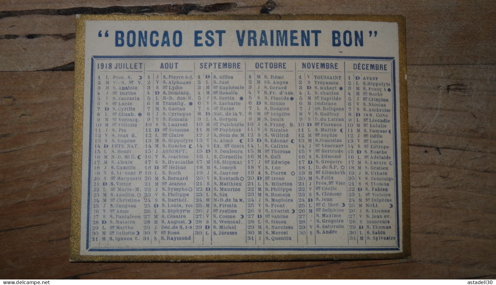 Calendrier 1918, Publicité BONCAO,  ....... E2-83 - Formato Piccolo : 1901-20