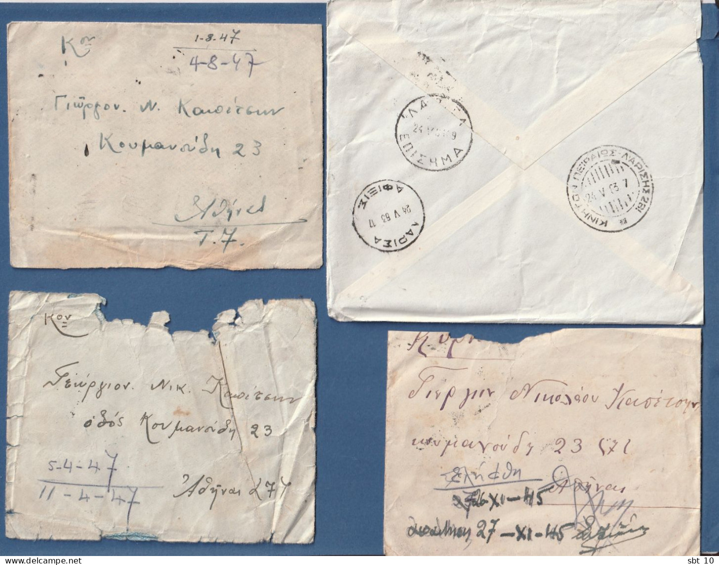 Greece 1945-63 Lot Of 4 Old Covers With Stamps - Briefe U. Dokumente