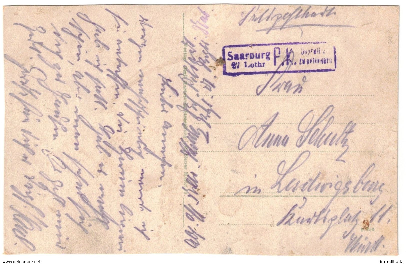 57 - BELLE CPA : SAARBURG - LANGESTAßE - FELDPOST - BEAU CACHET SAARBUR P.K. - WW1 - 1914 1918 - Sarrebourg