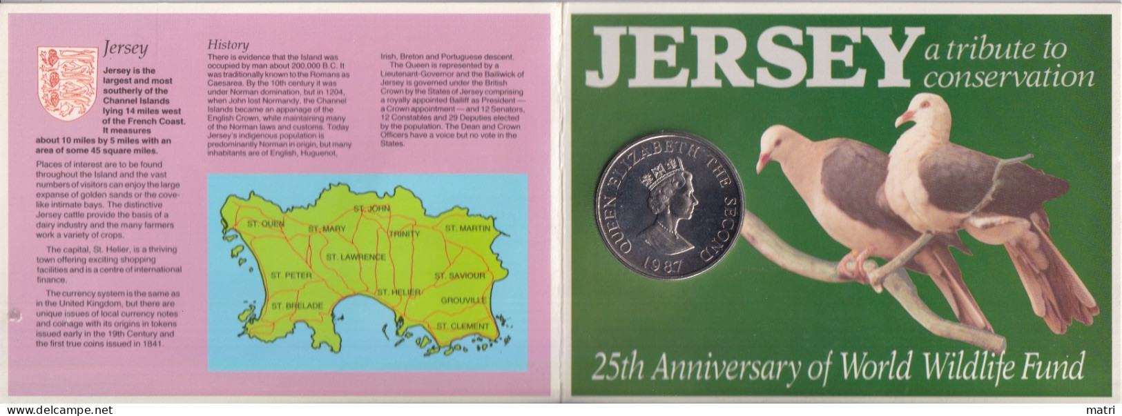 Jersey 2 Pounds 1987 World Wildlife Fund Km#70 UNC In Folder - Jersey