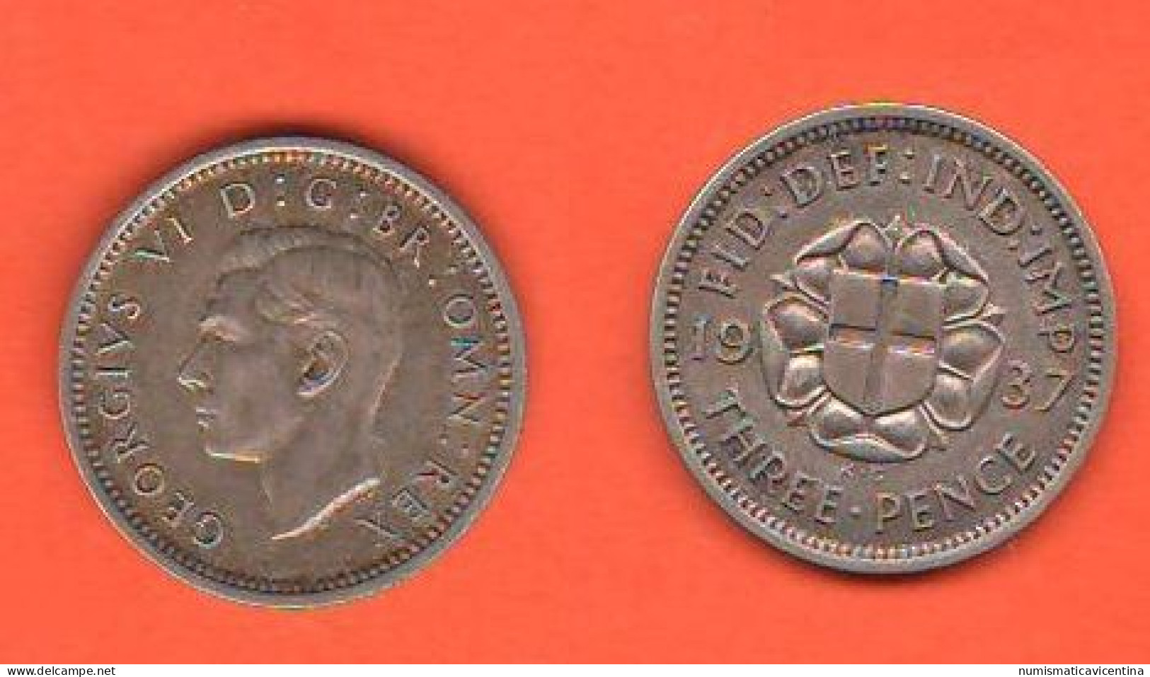 Great Britain 3 Pence 1937 Inghilterra UK Silver Coin   C 4 - F. 3 Pence