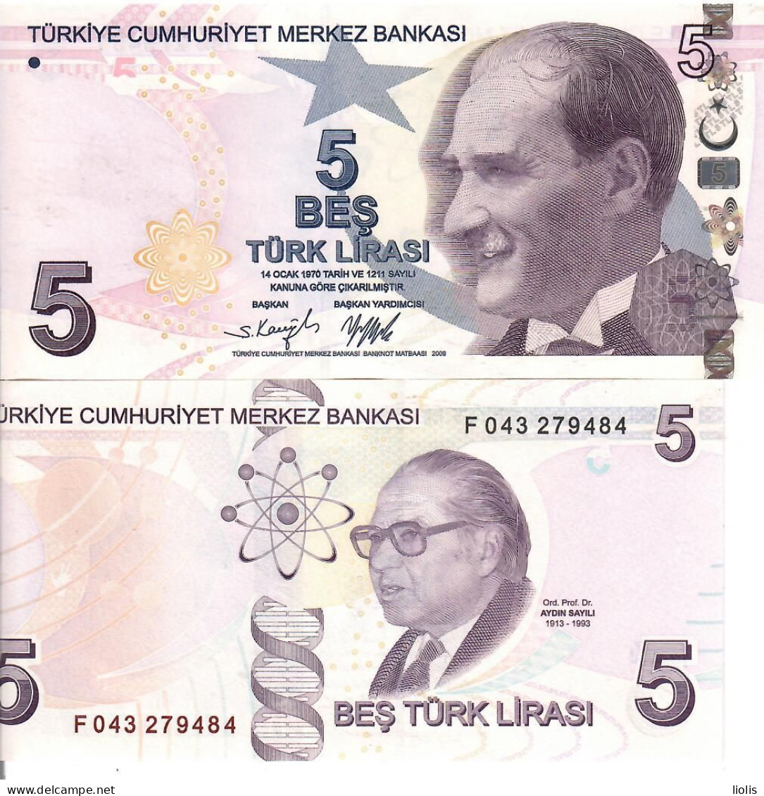 Turkey  P-22F    5 Lirasi  2009  UNC - Turkey