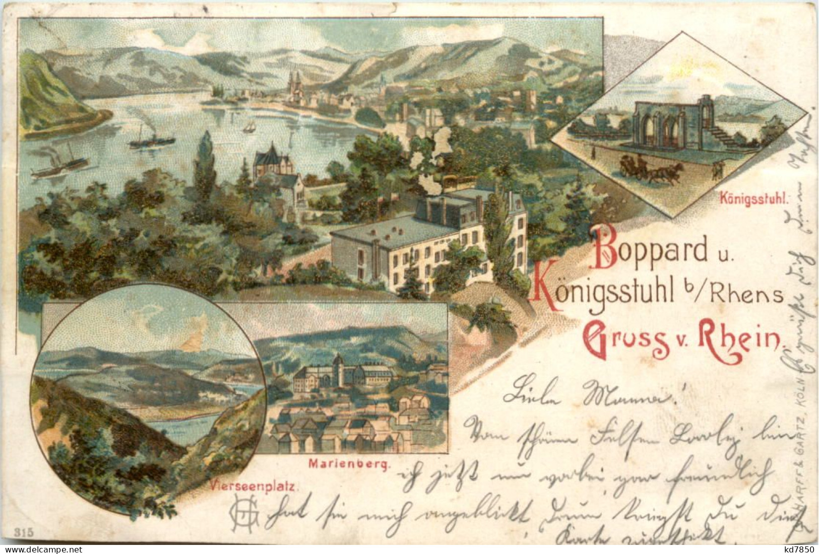 Boppard Und Königsstuhl Bei Rhens - Litho - Boppard