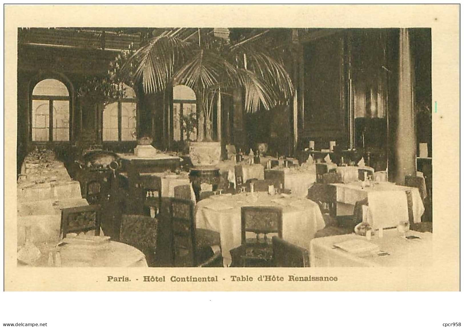 75.PARIS.1er ARR.n°11747.HOTEL CONTINENTAL.TABLE D'HOTE RENAISSANCE - Cafés, Hôtels, Restaurants