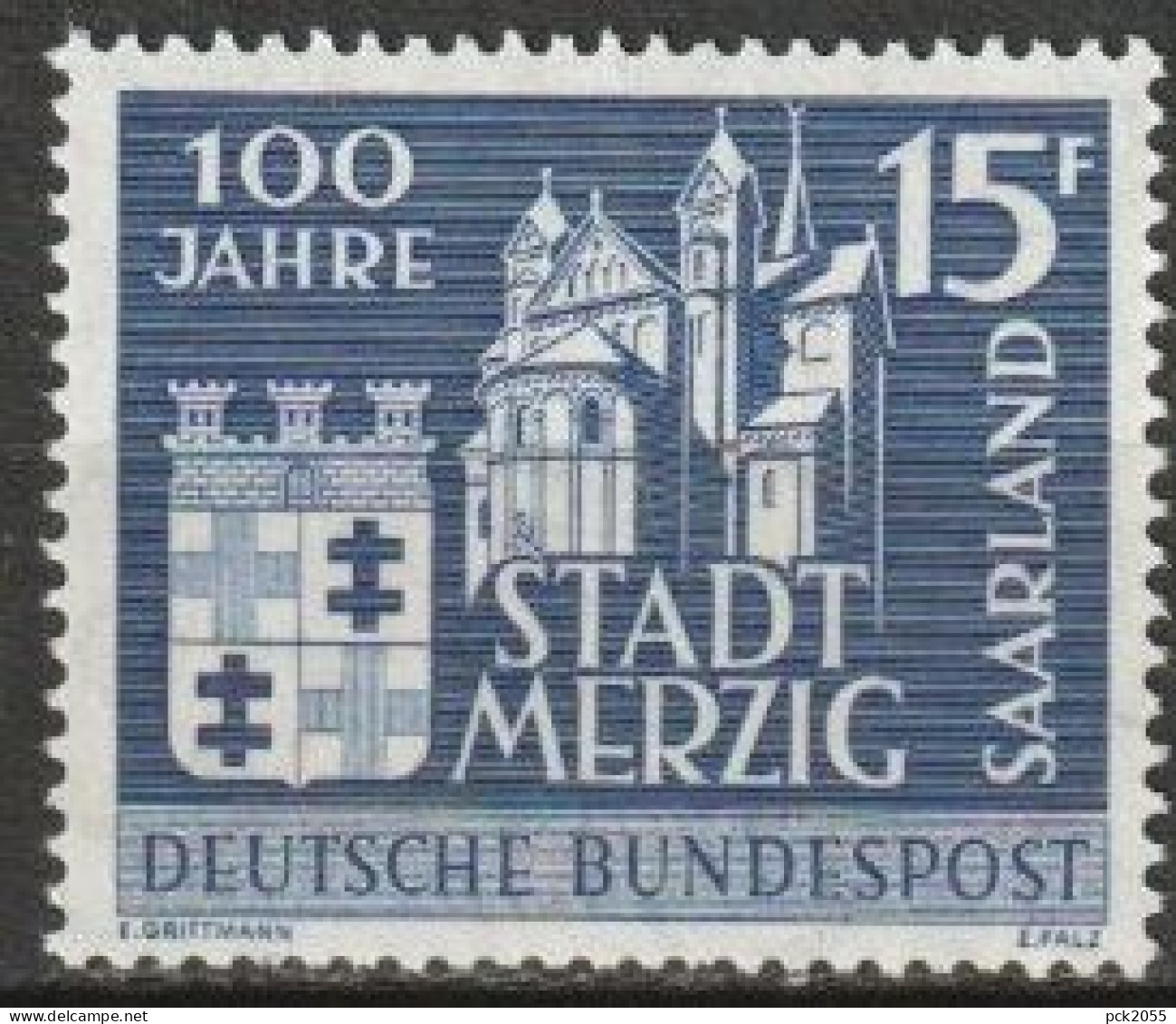 Saarland 1957 MiNr.401 ** Postfrisch 100 Jahre Stadt Merzig ( 981 ) - Nuevos