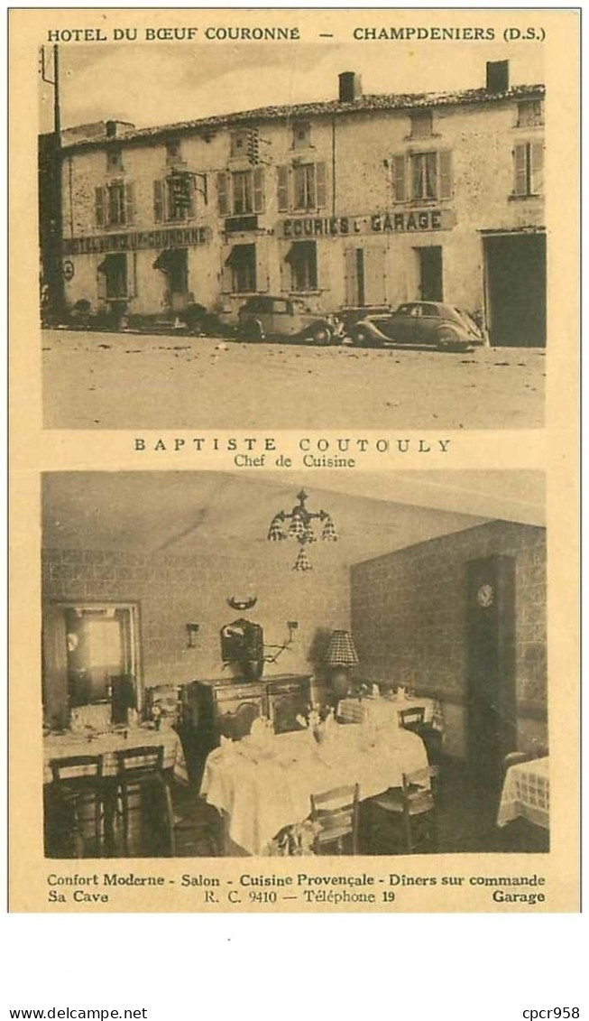 79.CHAMPDENIERS.n°25248.HOTEL DU BOEUF COURONNE.BAPTISTE COUTOULY.CHEF DE CUISINE.PLIE - Champdeniers Saint Denis