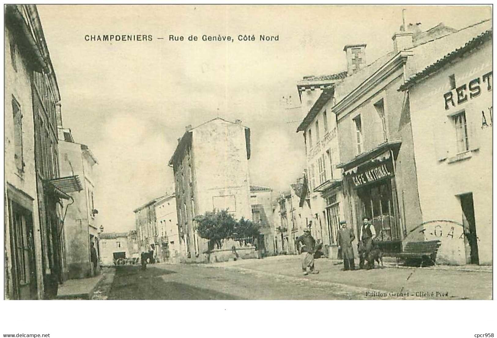 79.CHAMPDENIERS.n°25246.RUE DE GENEVE,COTE NORD.CAFE NATIONAL.RARE - Champdeniers Saint Denis