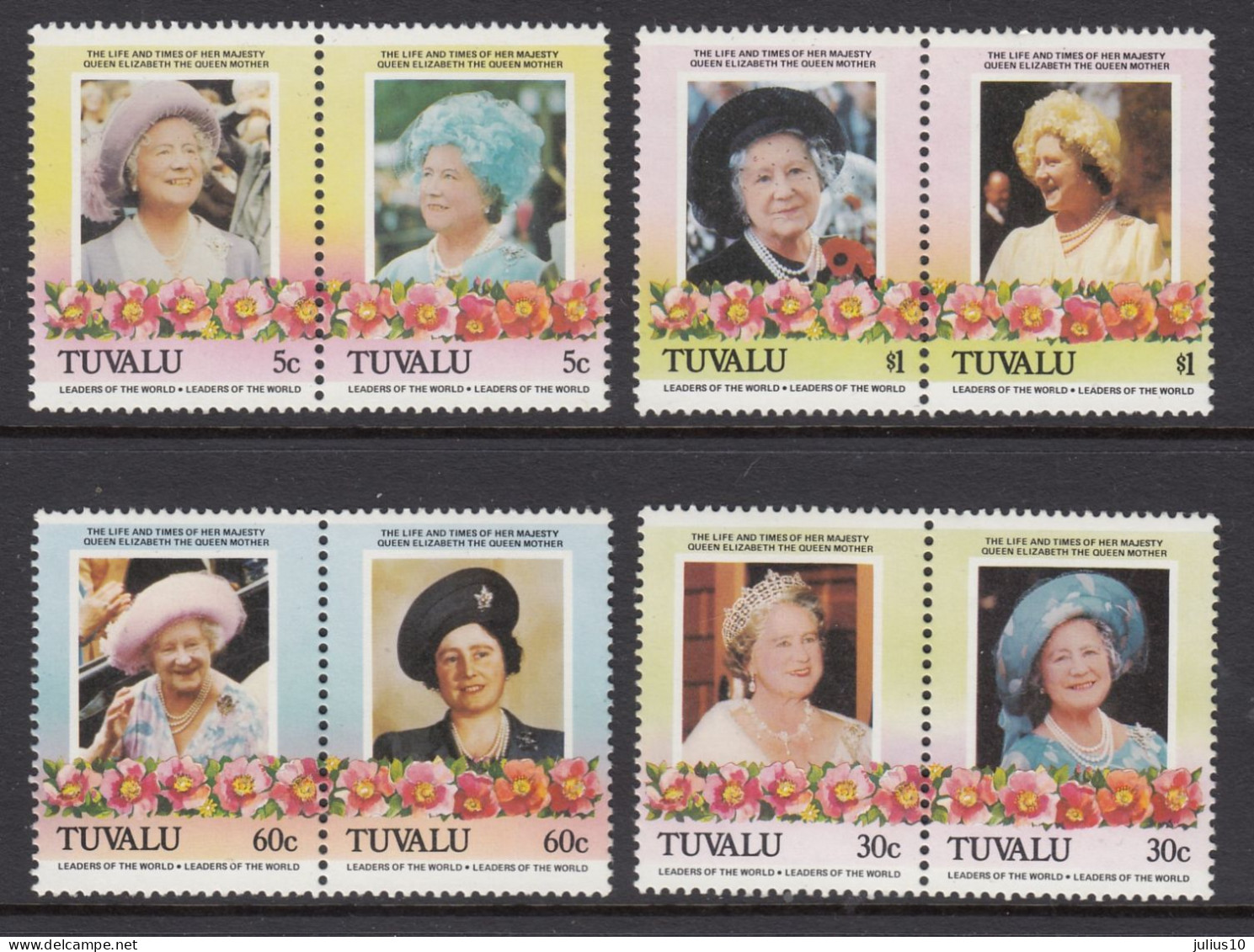 Tuvalu 1985 Queen Mother, Elizabeth II  Mi 308-315 MNH(**) #34098 - Tuvalu