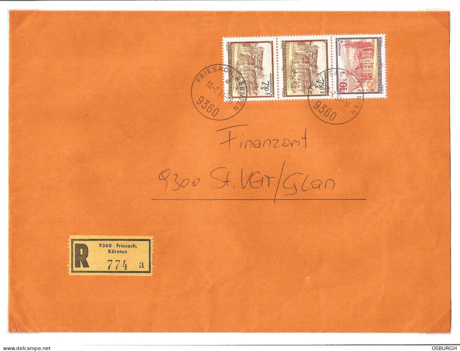 AUSTRIA. 1991. REGISTERED COVER. FRIESACH KARTNEN - Lettres & Documents