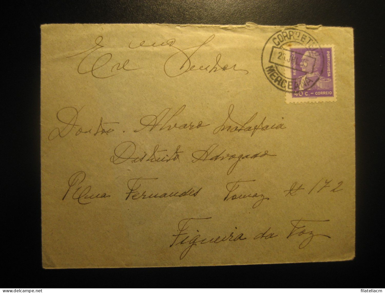 MERCEANA 1935 To Figueira Da Foz Cancel Cover PORTUGAL - Lettres & Documents