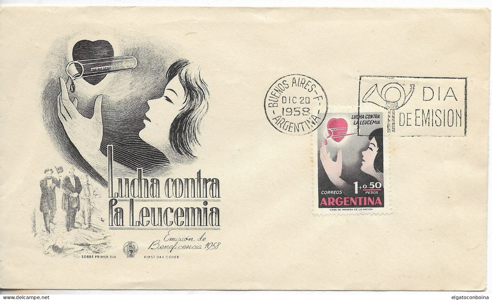 ARGENTINA 1958 FIGHT AGAINST LEUKEMIA MEDICAL HEALTH CAMPAIGN FDC COVER - Neufs