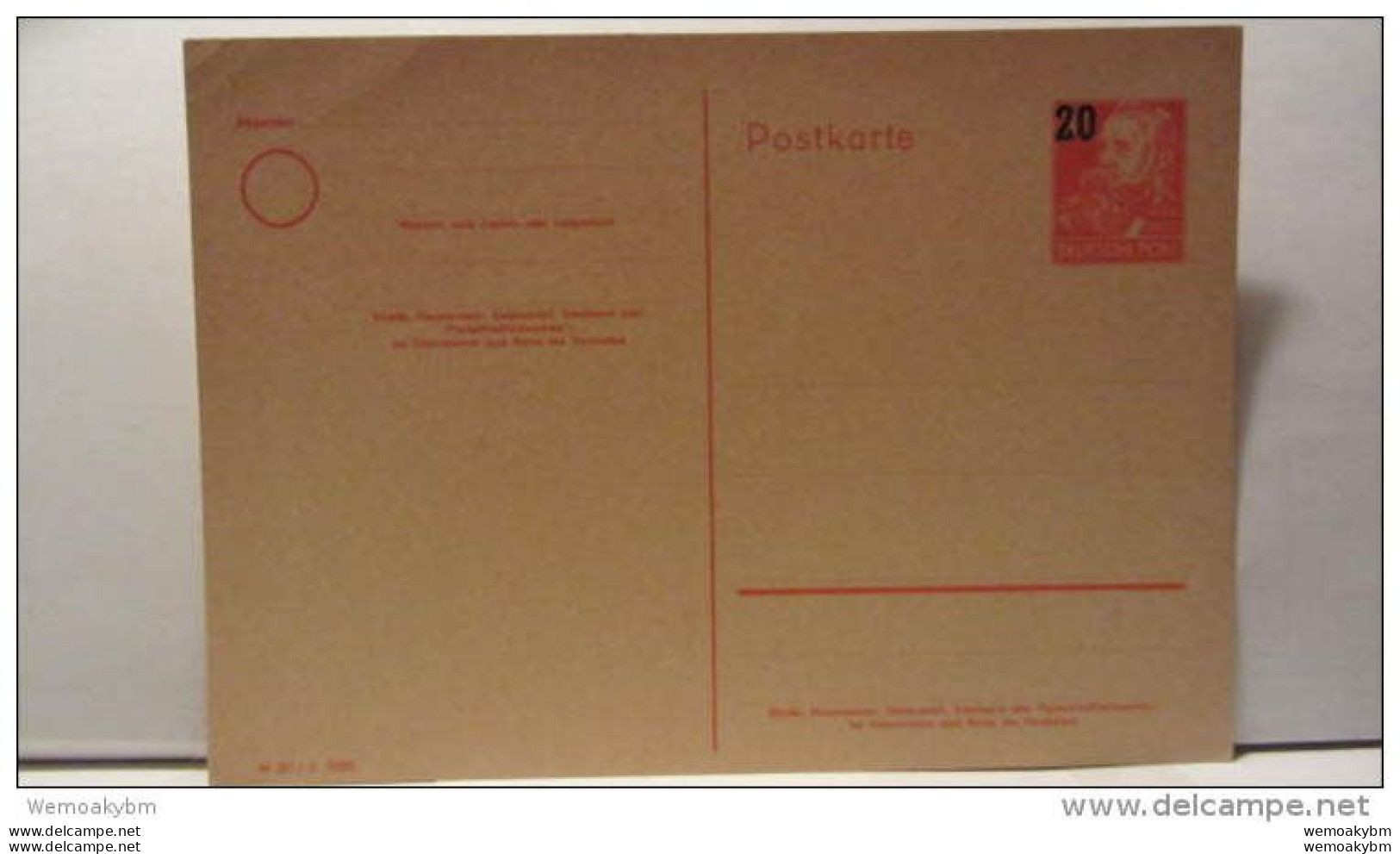 DDR: Ausl-Gs Mit 20 Auf 30 Pf Engels Ungebraucht - Ausgabe Nach Portoänderung Juli 1952 Knr: P 42/02 - Postcards - Mint