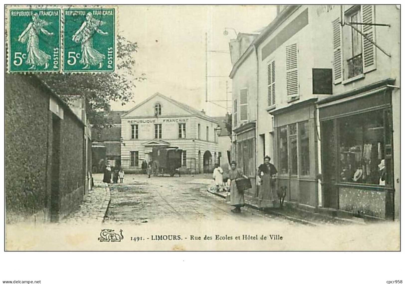 91.LIMOURS.n°14.RUE DES ECOLES ET HOTEL DE VILLE - Limours