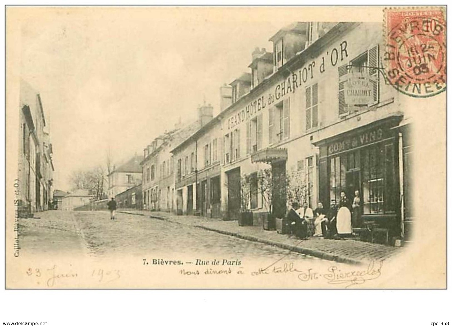 91.BIEVRES.n°147.RUE DE PARIS.GRAND HOTEL DU CHARIOT D'OR - Bievres