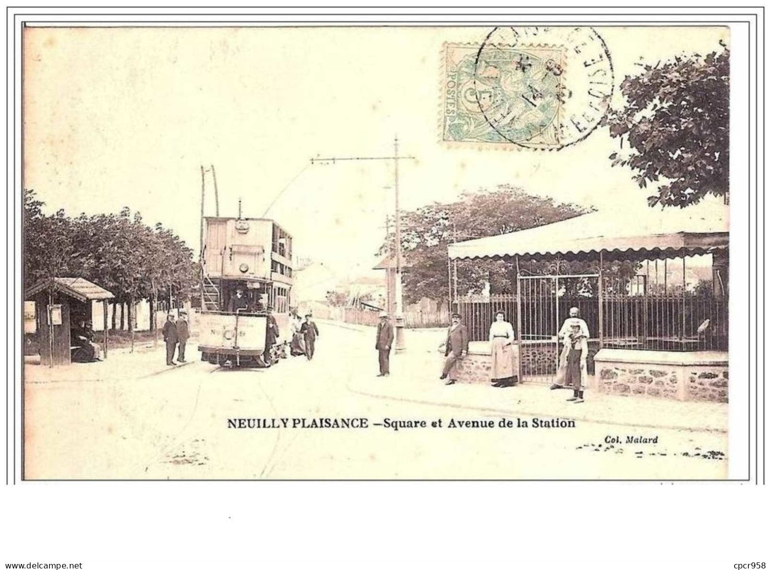 93.NEUILLY PLAISANCE.SQUARE ET AVENUE DE LA STATION.TRAMWAY. - Neuilly Plaisance