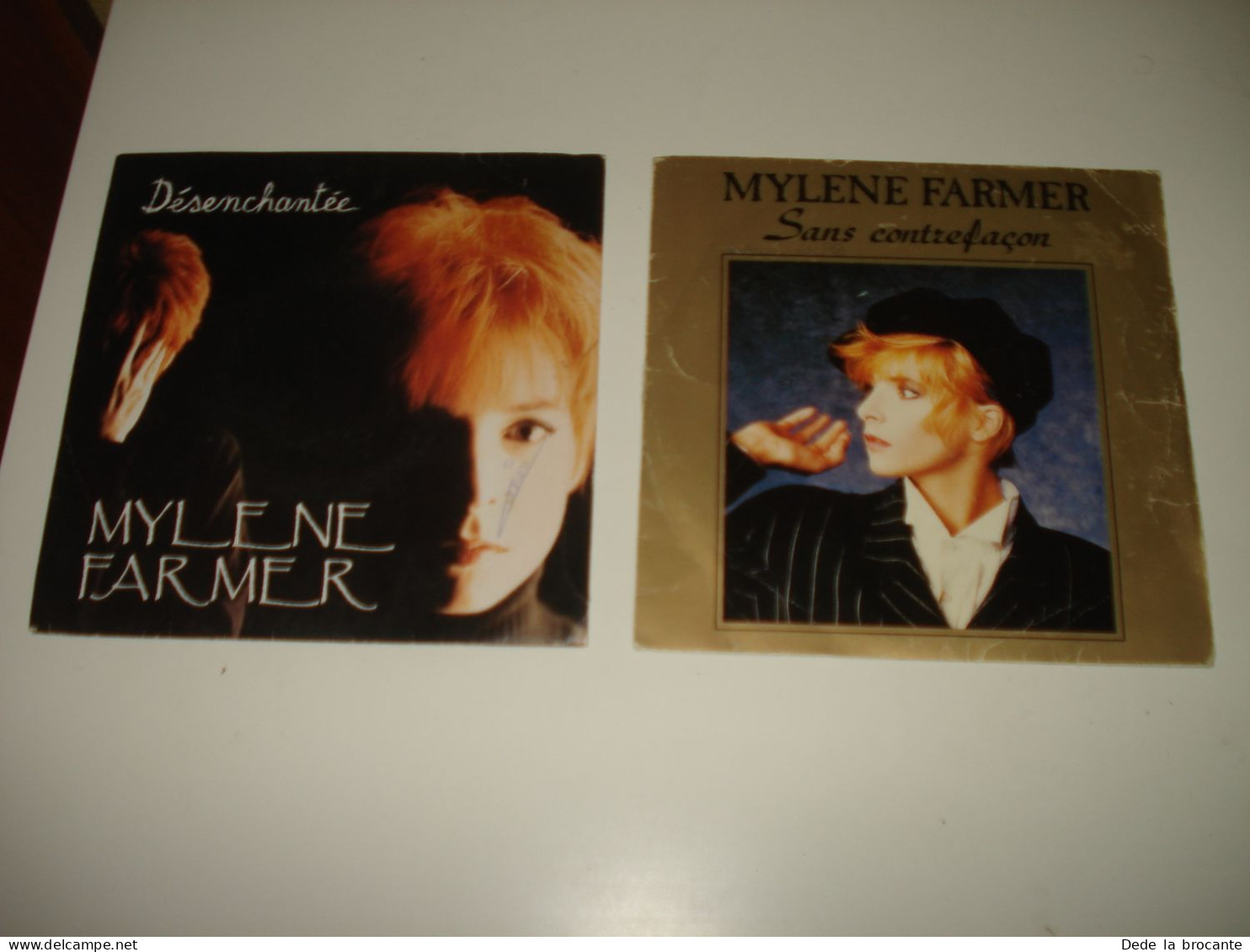 B14/  Lot De 2 SP  -  Mylene Farmer  - Sans Contre Façon + Désenchantée VG++/EX - Disco & Pop