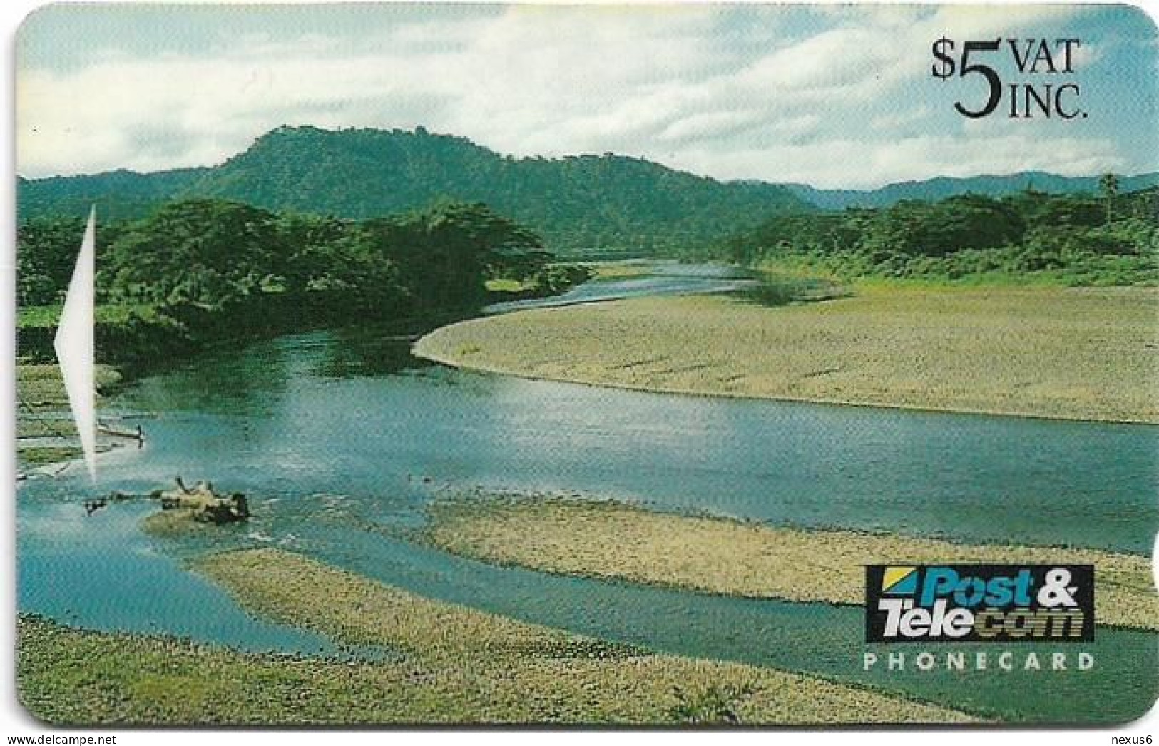 Fiji - Tel. Fiji - 6th Issue - Inland River - 04FJC - 1993, 5$, 40.000ex, Used - Fiji
