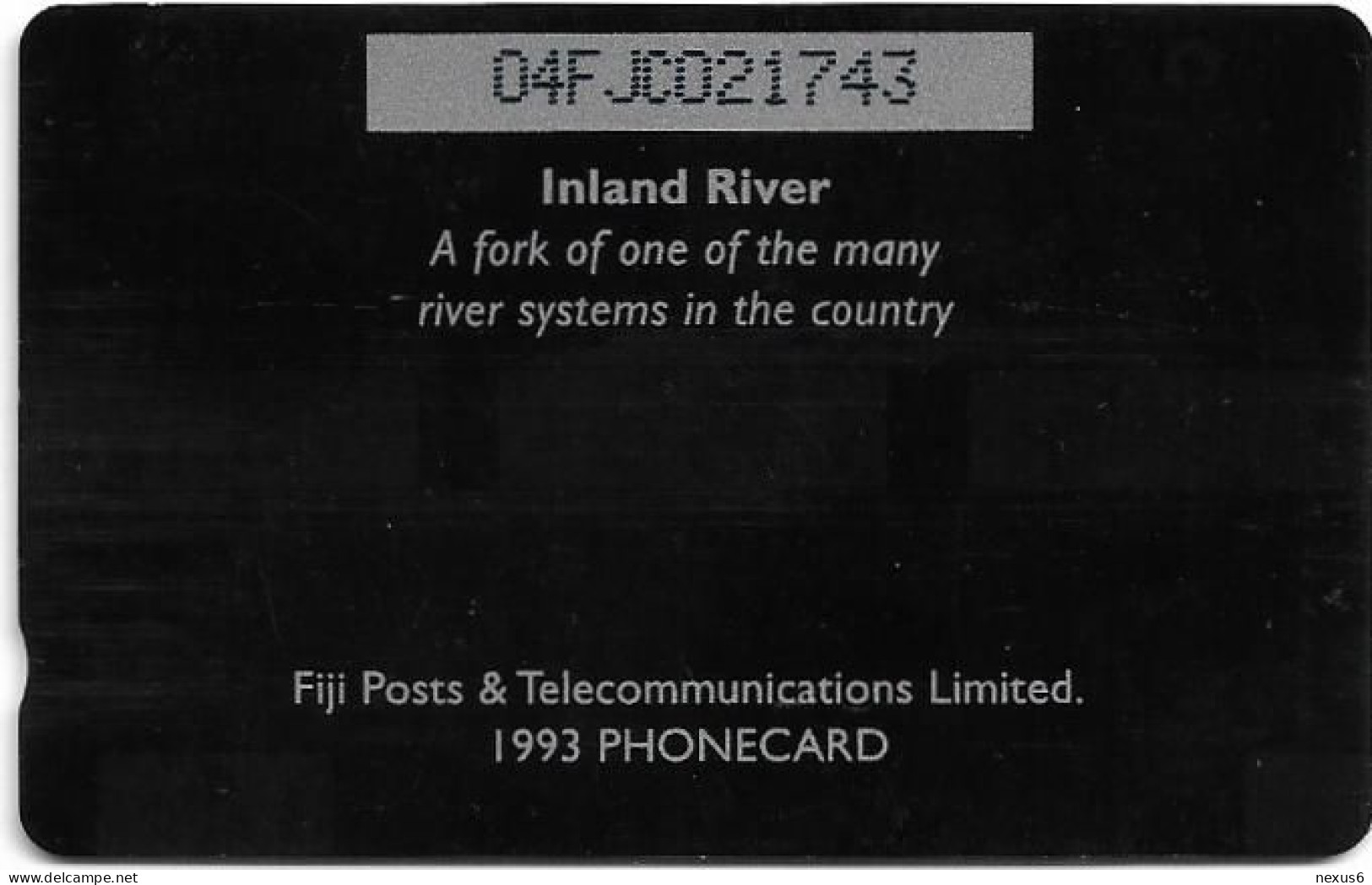 Fiji - Tel. Fiji - 6th Issue - Inland River - 04FJC - 1993, 5$, 40.000ex, Used - Figi