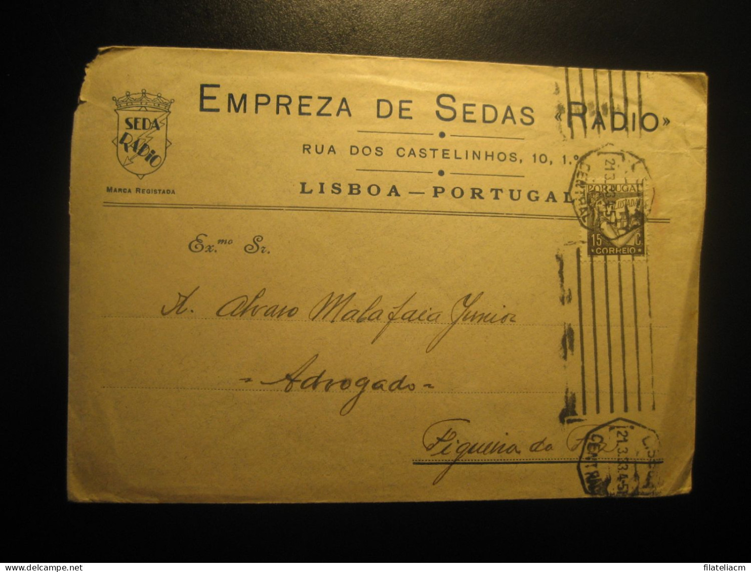 LISBOA 1933 To Figueira Da Foz Cancel Seda Radio Slight Faults Cover PORTUGAL - Lettres & Documents