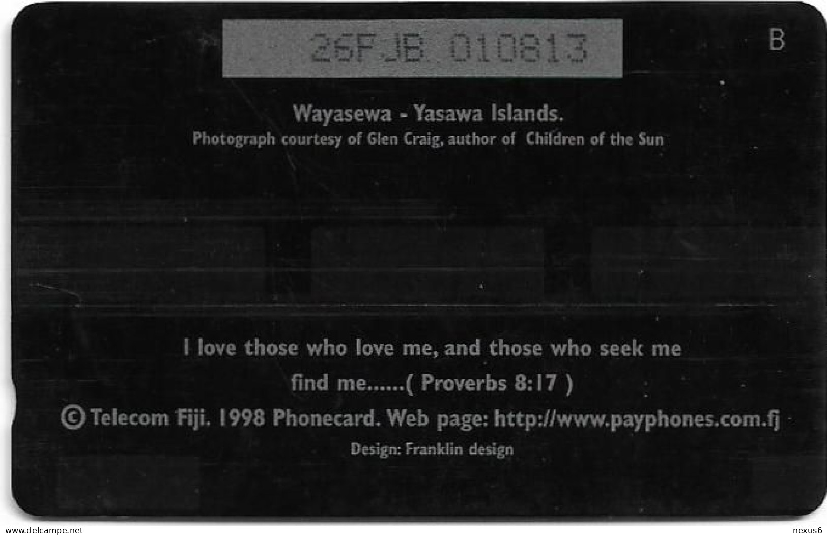 Fiji - Tel. Fiji - Yasawa Islands - Wayasewa - 26FJB - 1998, 3$, 50.000ex, Used - Fidschi