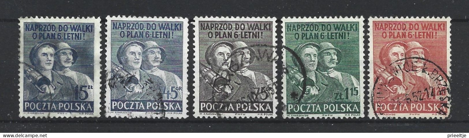 Poland 1950-51 Sexennial Plan Y.T. 582+585/585C (0) - Oblitérés