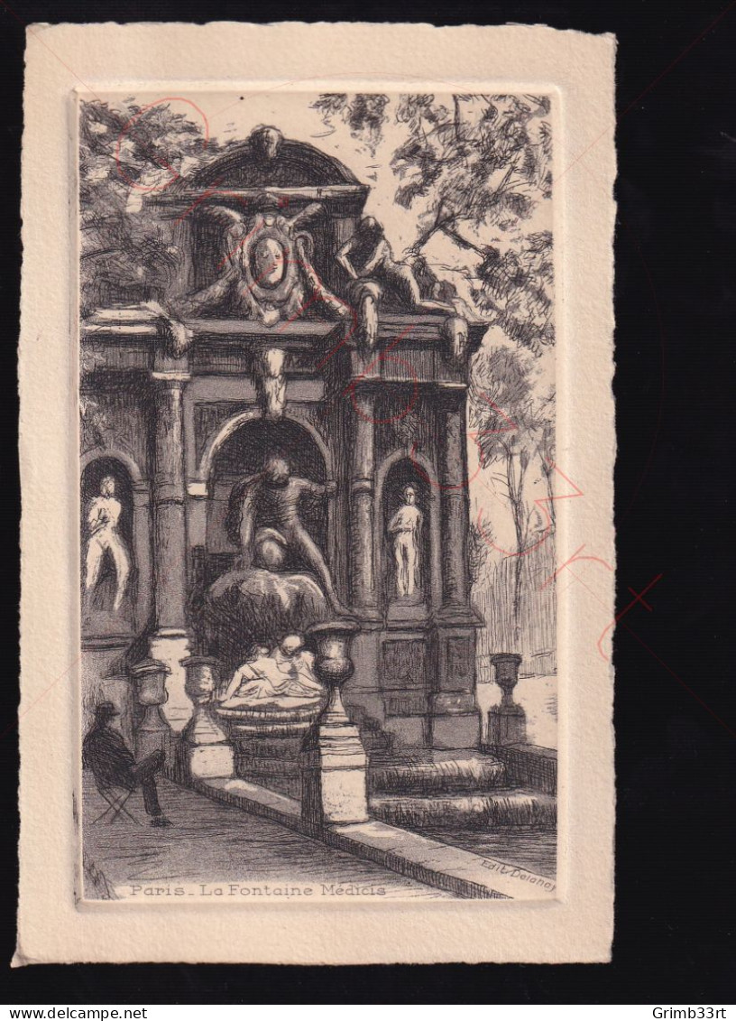 Paris - La Fontaine Médicis - Edit. Delahaye - Postkaart - Estatuas