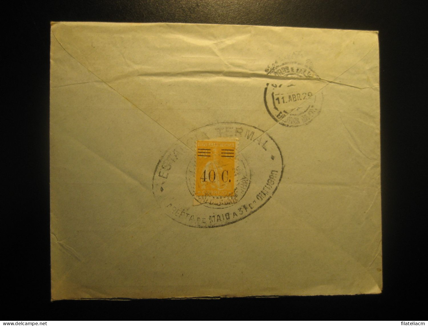 CALDAS DA RAINHA Estancia Termal 1929 To Figueira Da Foz Overprinted Stamp On Cancel Cover PORTUGAL - Lettres & Documents