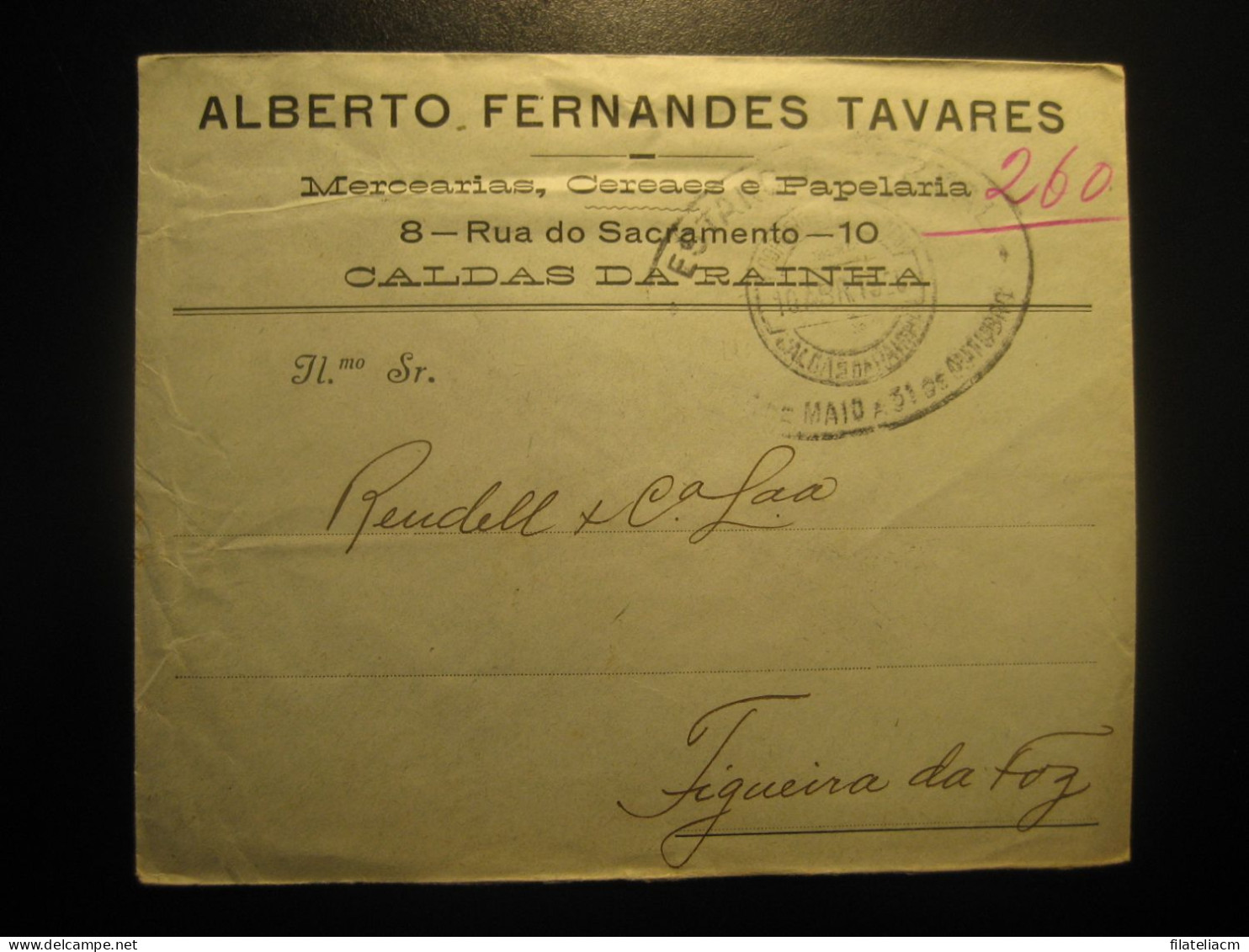 CALDAS DA RAINHA Estancia Termal 1929 To Figueira Da Foz Overprinted Stamp On Cancel Cover PORTUGAL - Lettres & Documents