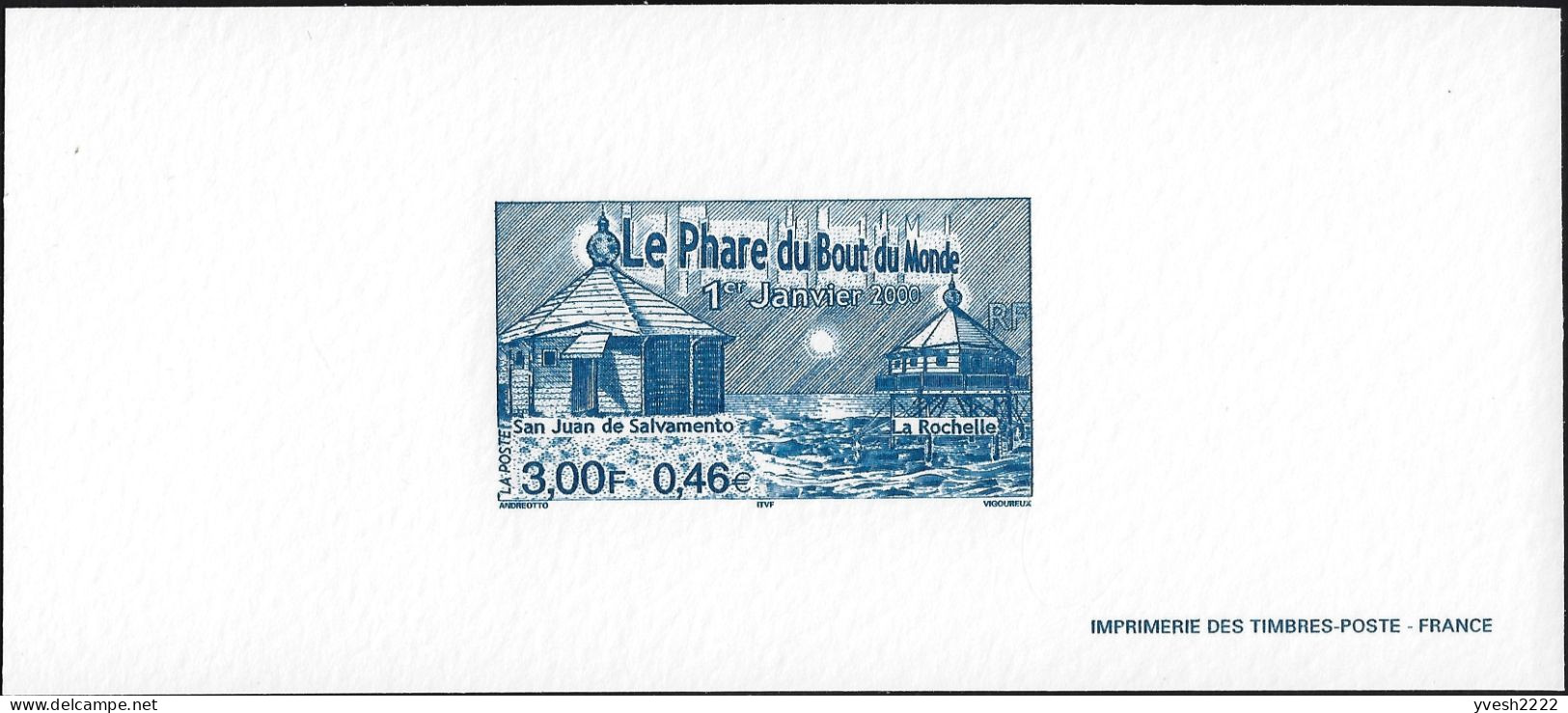 France 2000 Y&T 3294, Feuillet De Luxe Et Carte Maximum, Phare Du Bout Du Monde - Faros