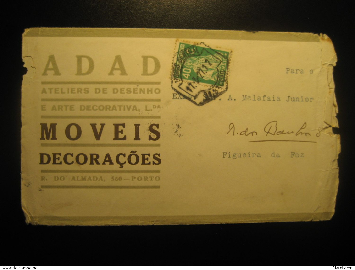 PORTO 1927 To Figueira Da Foz + Poster Stamp Vignette Label On Cancel Adad Decoraçoes Slight Faults Cover PORTUGAL - Lettres & Documents