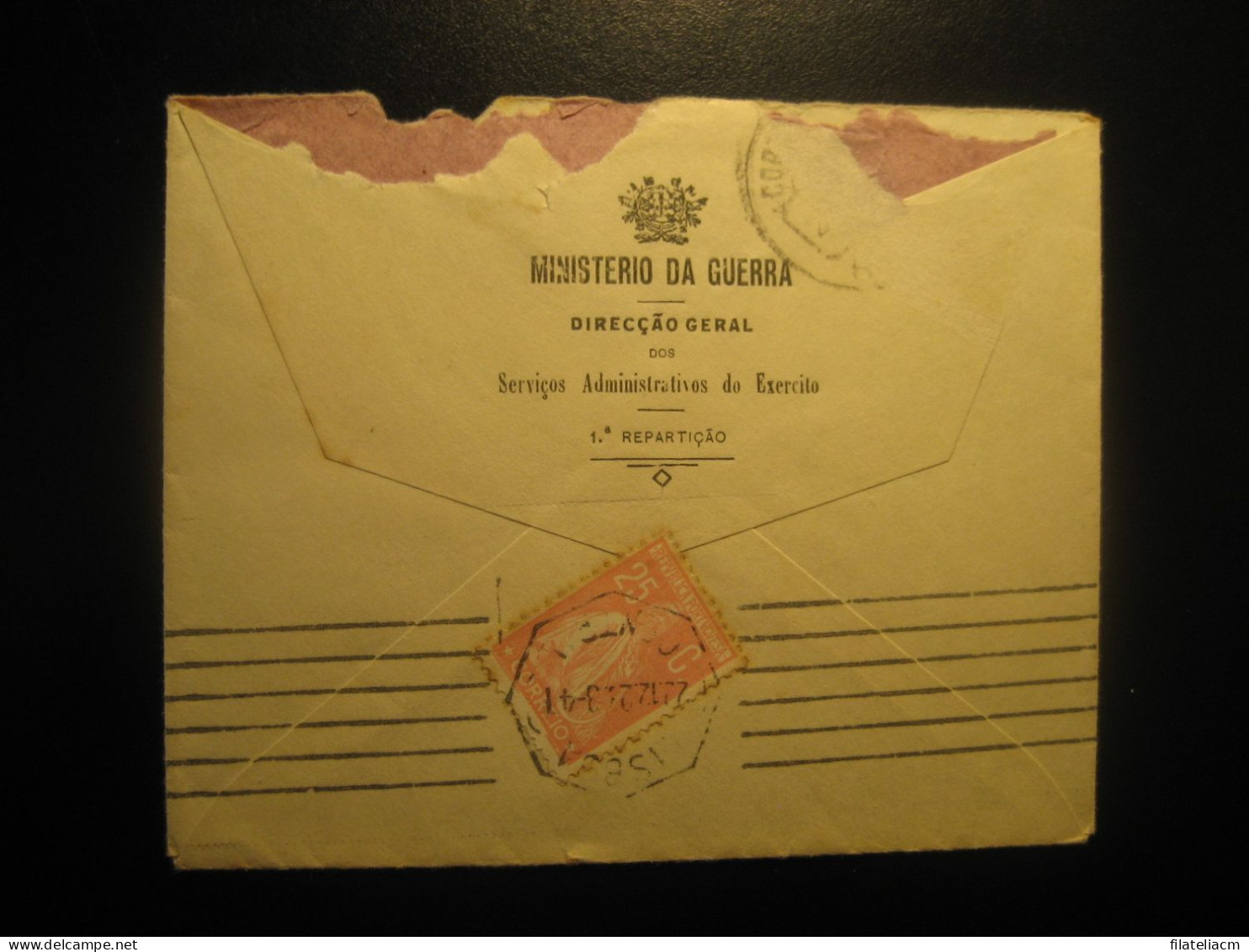 LISBOA 1923 To Figueira Da Foz Cancel Ministerio Da Guerra Slight Damaged Cover PORTUGAL - Lettres & Documents