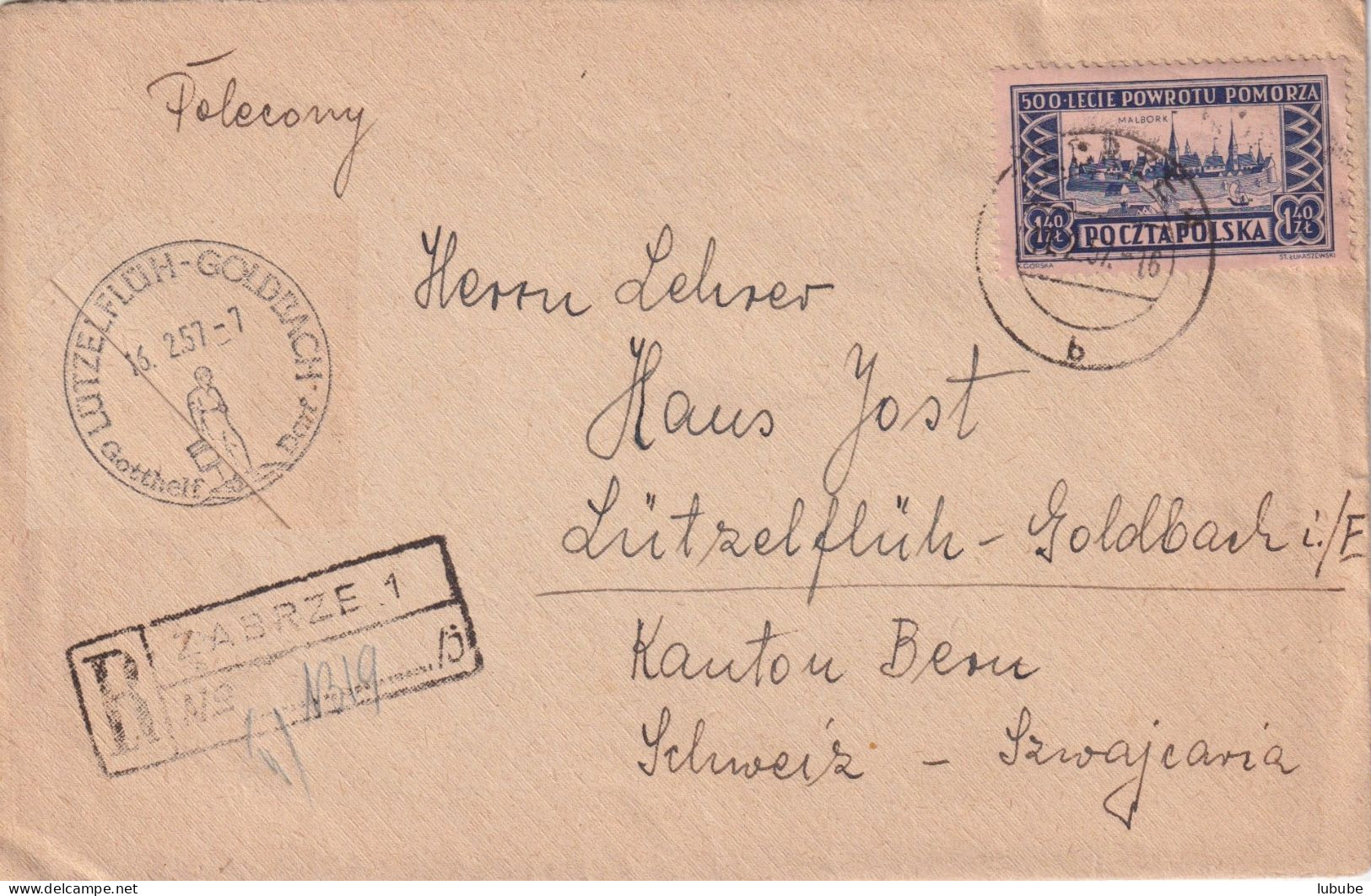 R Brief  Zabrze - Lützelflüh Goldbach        1957 - Briefe U. Dokumente