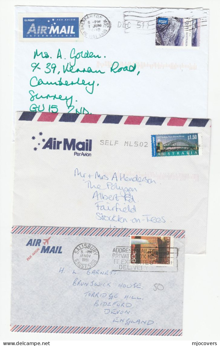 1960- 2015 AUSTRALIA 5 Diff Airmail COVERS Sailing, Mountain, Flower, Bridge, Christmas Stamps Cover - Collections