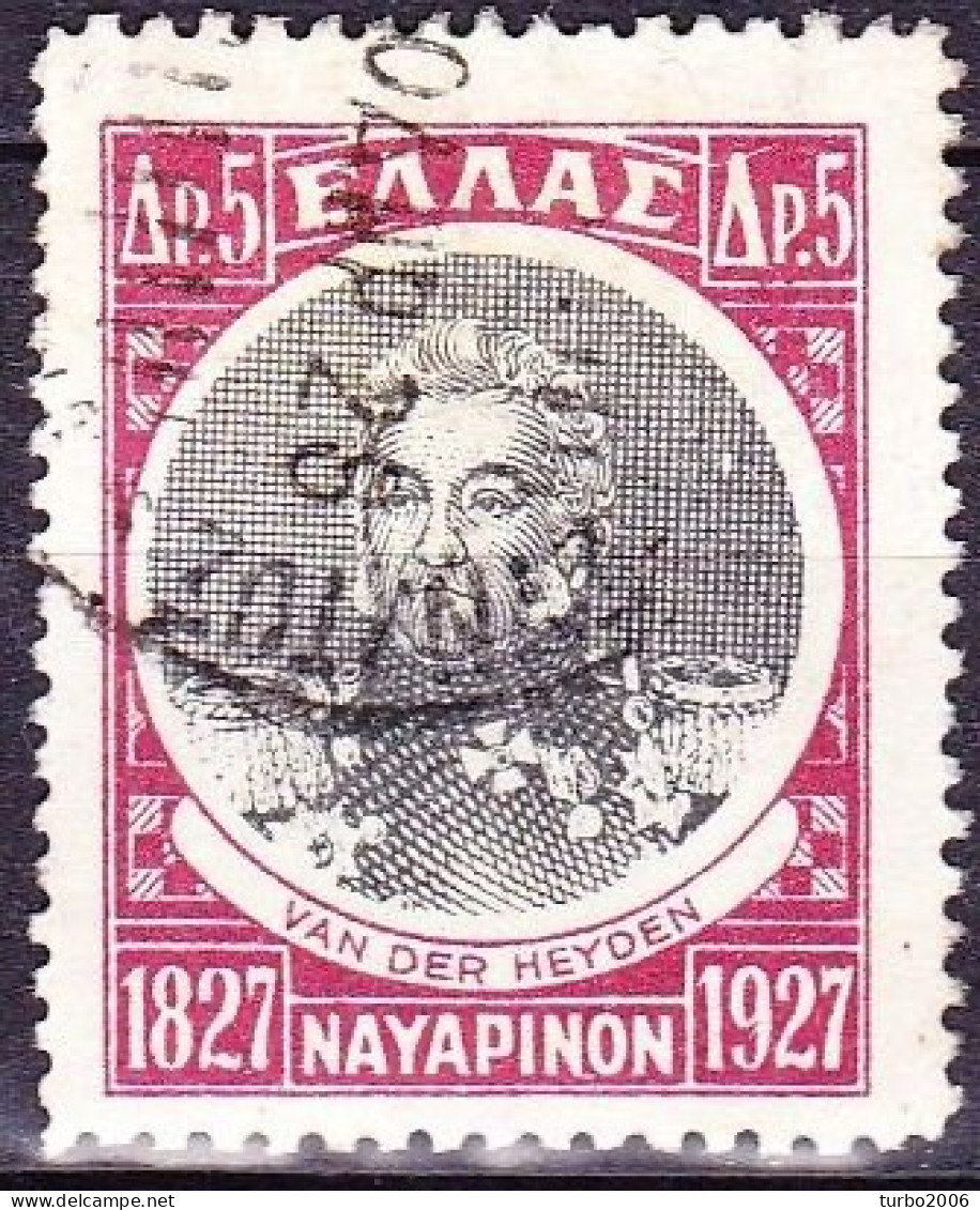 GREECE 1927 Centenary Of Navarino Naval Battle 5 Dr. Red / Black Admiral Van Der Heyden Vl. 443 - Usados