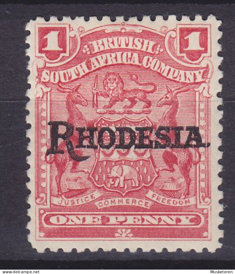 British South Africa Company 1909 Mi. 13, 1 Penny Neue Wappen (Mi. 59) Black Overprinted 'RHODESIA.' MH* (2 Scans) - Unclassified