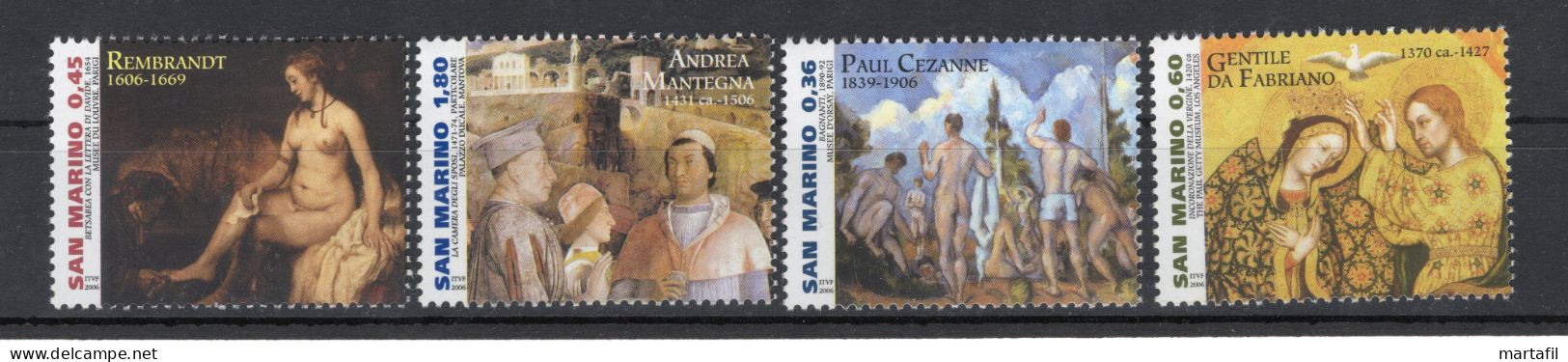 2006 SAN MARINO SET MNH ** 2098/2101 Arte, Dipinti - Ongebruikt