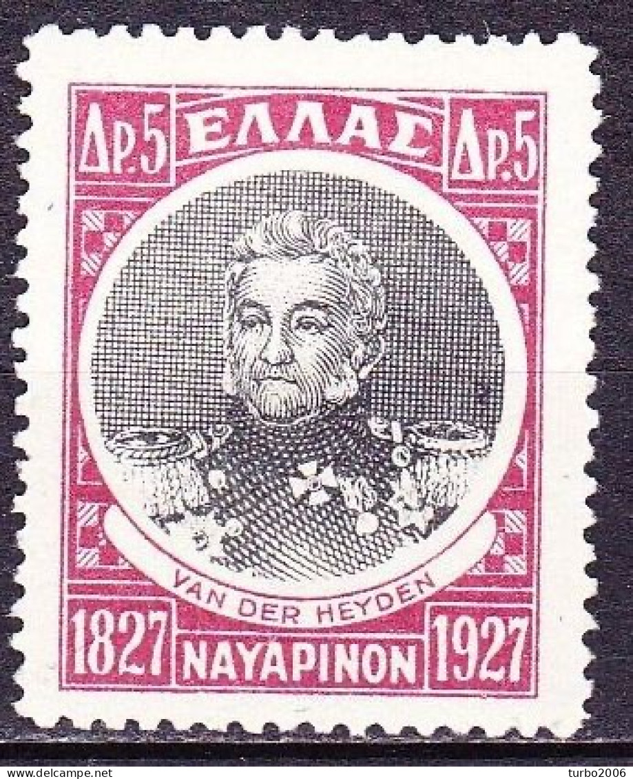 GREECE 1927 Centenary Of Navarino Naval Battle 5 Drx. Red / Black Admiral Van Der Heyden Vl. 443 MH - Ongebruikt