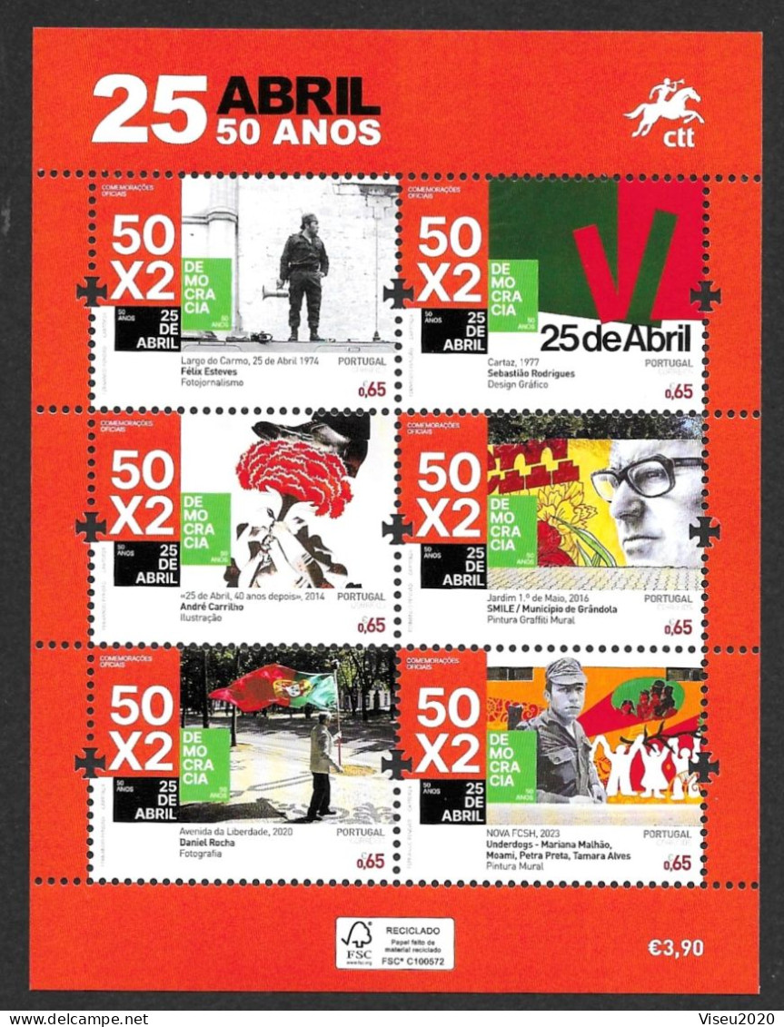 Portugal 2024 - 50 Anos Do 25 De Abril De 1974 - Bloco Alusivo - Neufs