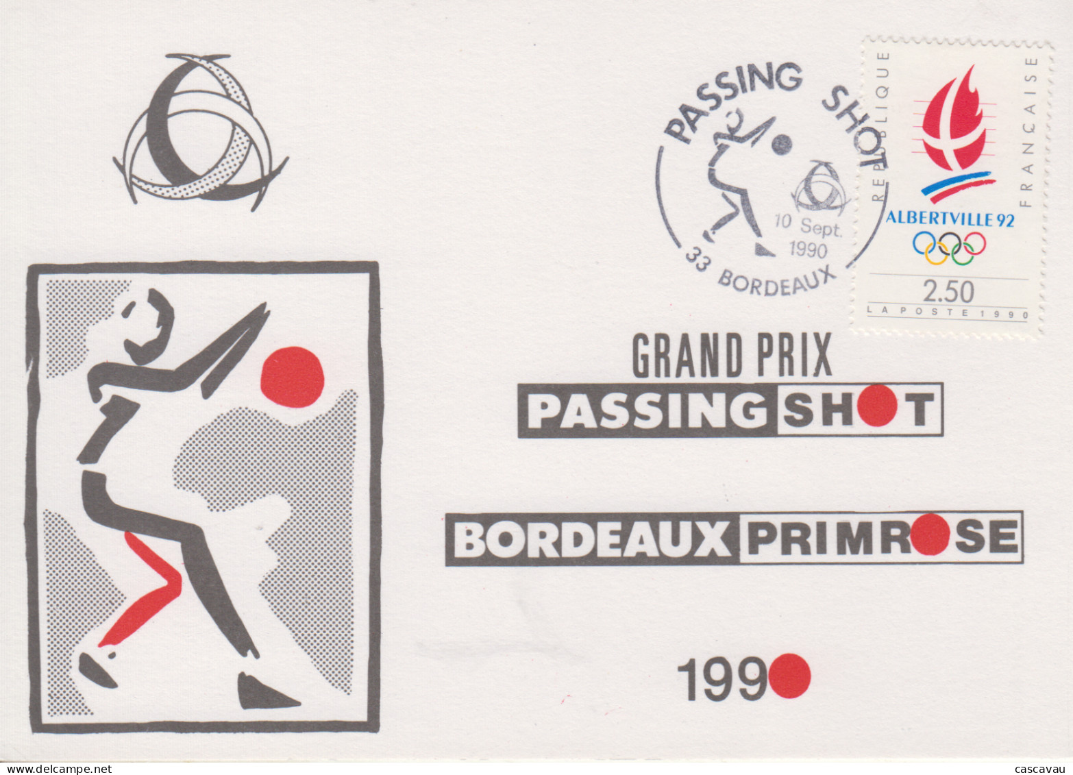 Carte   FRANCE   TENNIS    Grand  Prix    PASSING  SHOT      BORDEAUX   1990 - Tennis