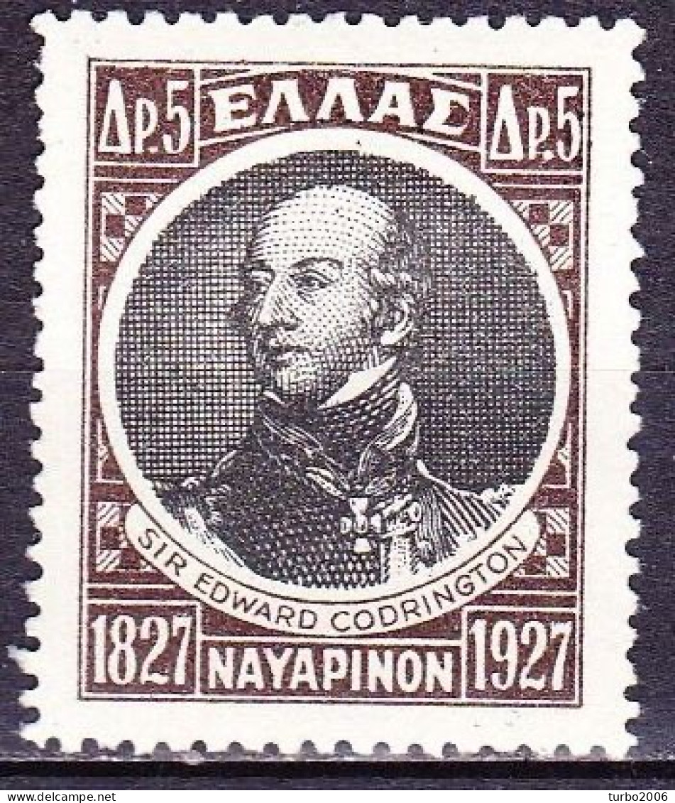 GREECE 1927 Centenary Of Navarino Naval Battle Admiral Sir Edward Codrington Vl. 441 MH - Nuovi