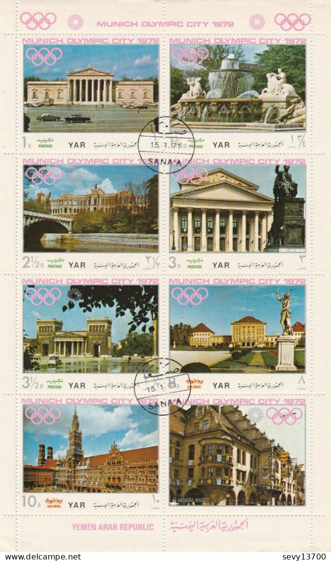 Yémen - 16 Timbres 2 Blocs De 8 Timbres - Munich Cité Olympique Et Jeux Olympiques De Sapporo - Yémen