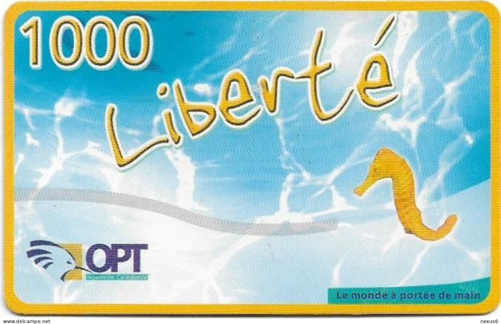 New Caledonia - OPT - Liberte - Seahorse (Medium Expiry Date), GSM Refill 1.000CFP, Exp.31.12.2008, Used - Nouvelle-Calédonie