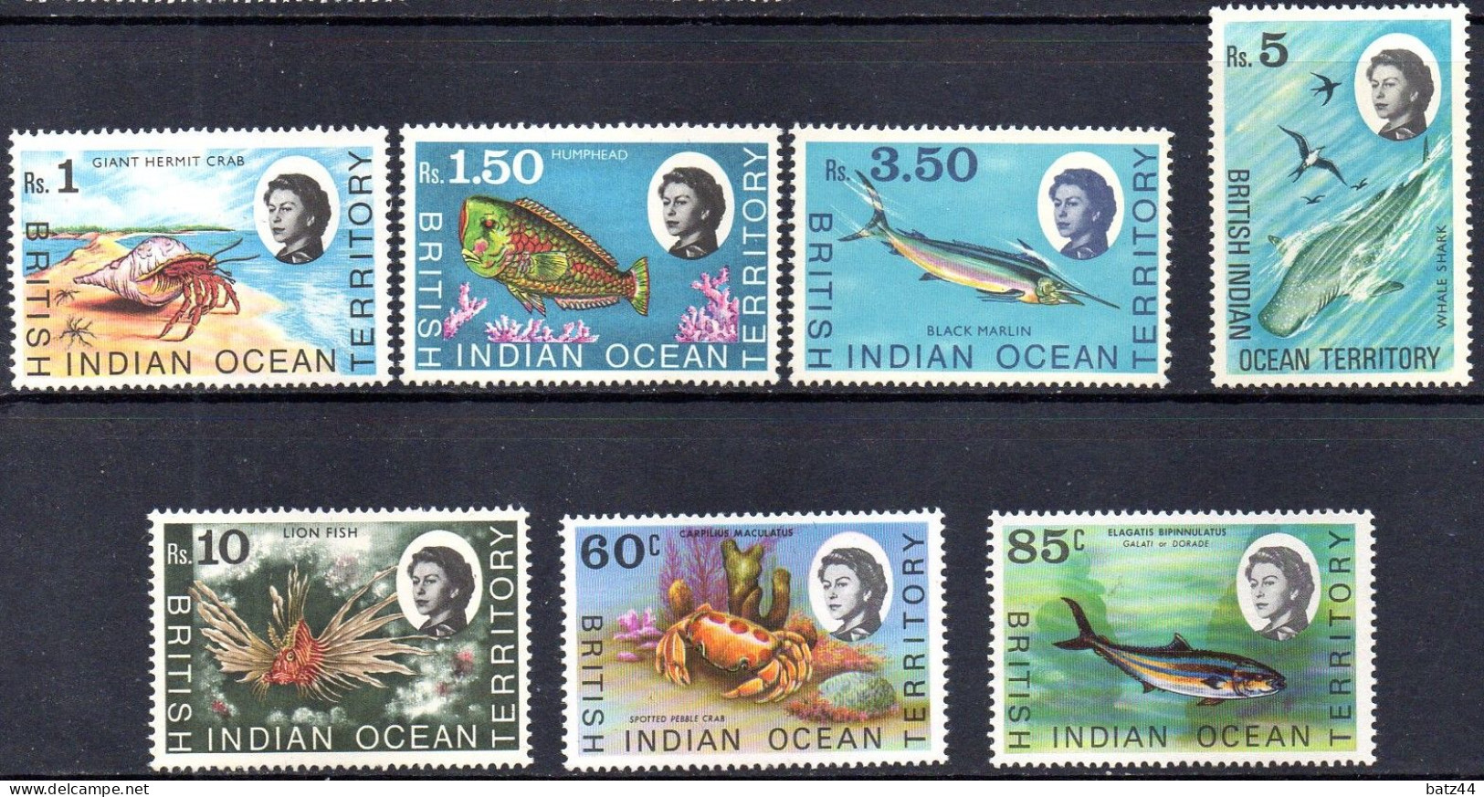 British Indian Ocean Territory  BIOT 1968 1970 N° YT 25 26 28 29 30 37 Et 38  Tous Neuf ** Sans Charnière Without Hinge - Territorio Británico Del Océano Índico