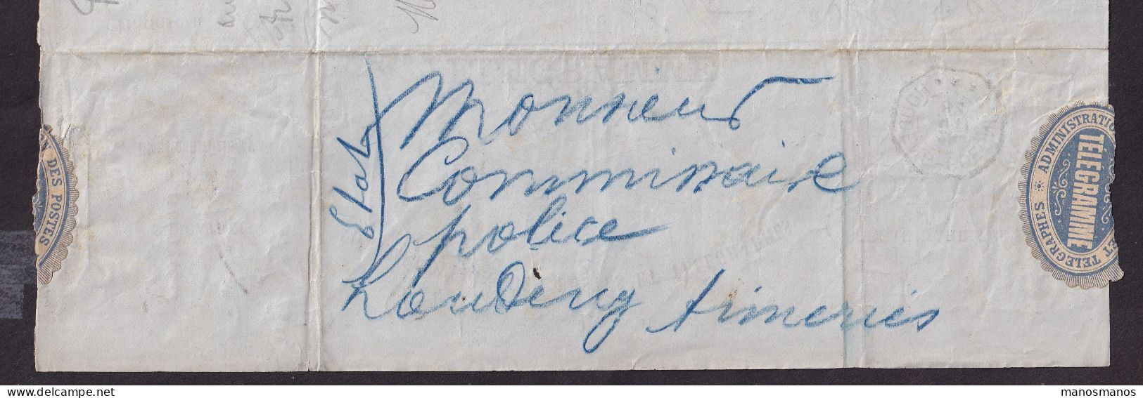 DDFF 931 -- Formule De Télégramme Unilingue - HAL à HOUDENG-GOEGNIES 1882 - Cachet Télégraphique Type 1 Dito - Telegrams